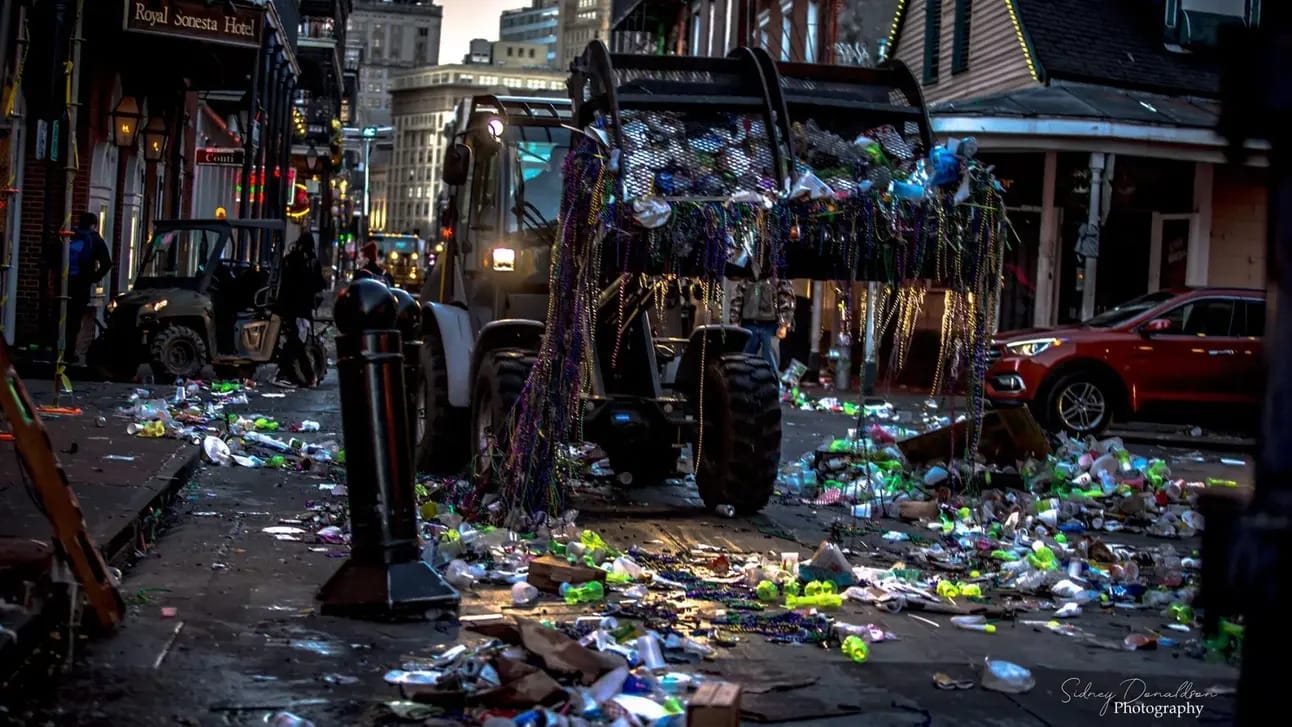 Image source: https://wgno.com/mardigras/mardi-gras-2020/local-photographer-captures-cleanup-of-french-quarter-in-the-hours-after-mardi-gras-day/