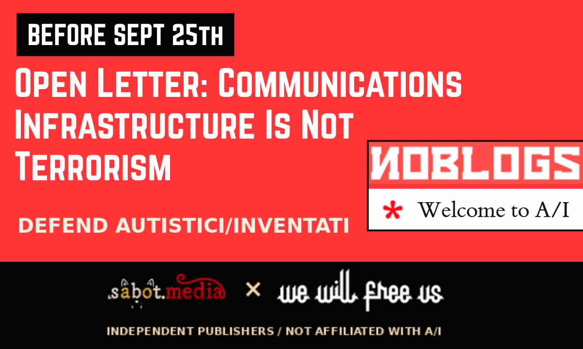 Open Letter: Communications Infrastructure Is Not Terrorism