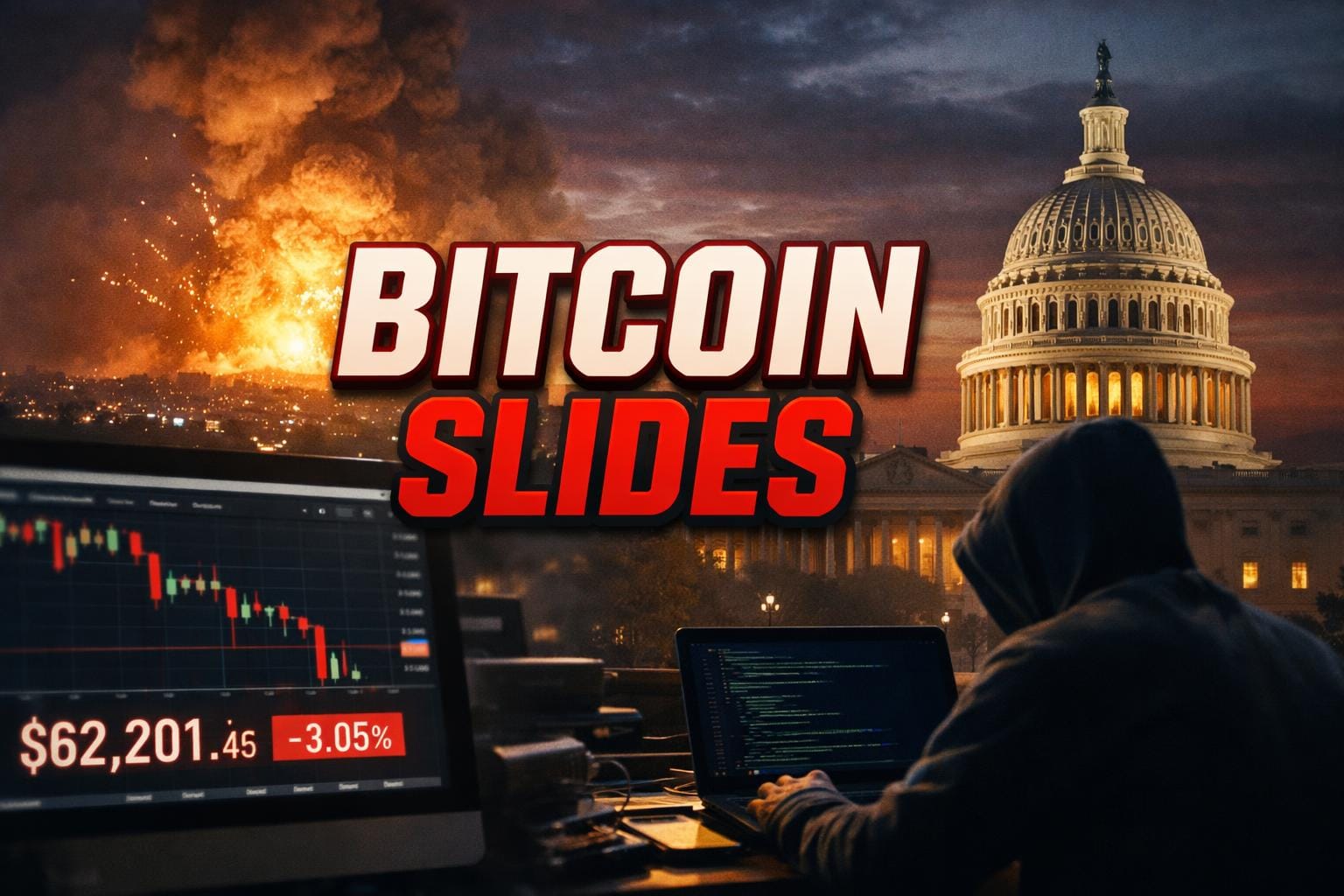 Bitcoin Slides on Mideast Tensions as Congress and Hackers Both Eye Crypto