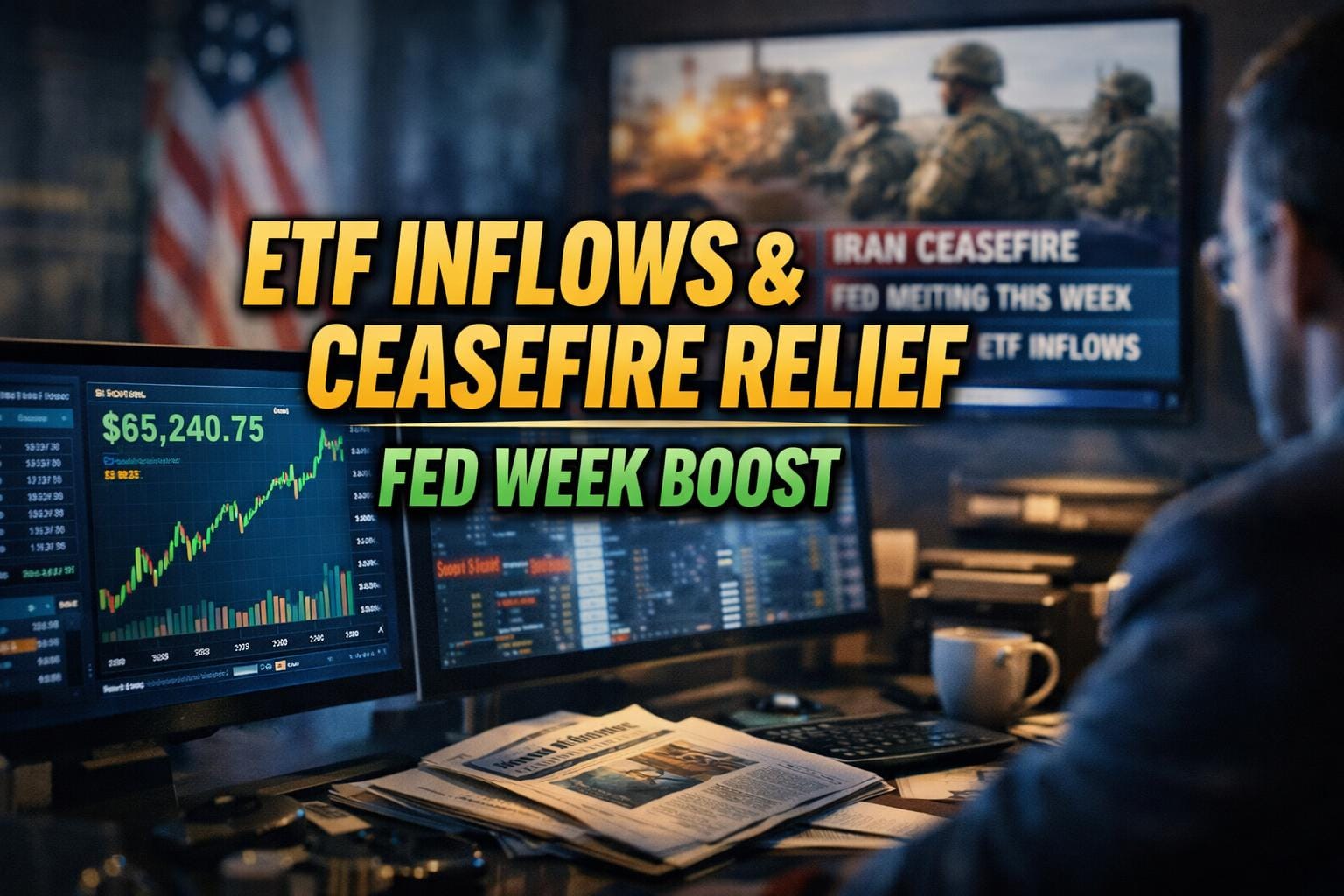 Bitcoin ETF Inflows, Iran Ceasefire Relief, and Fed Week Lift Crypto Markets