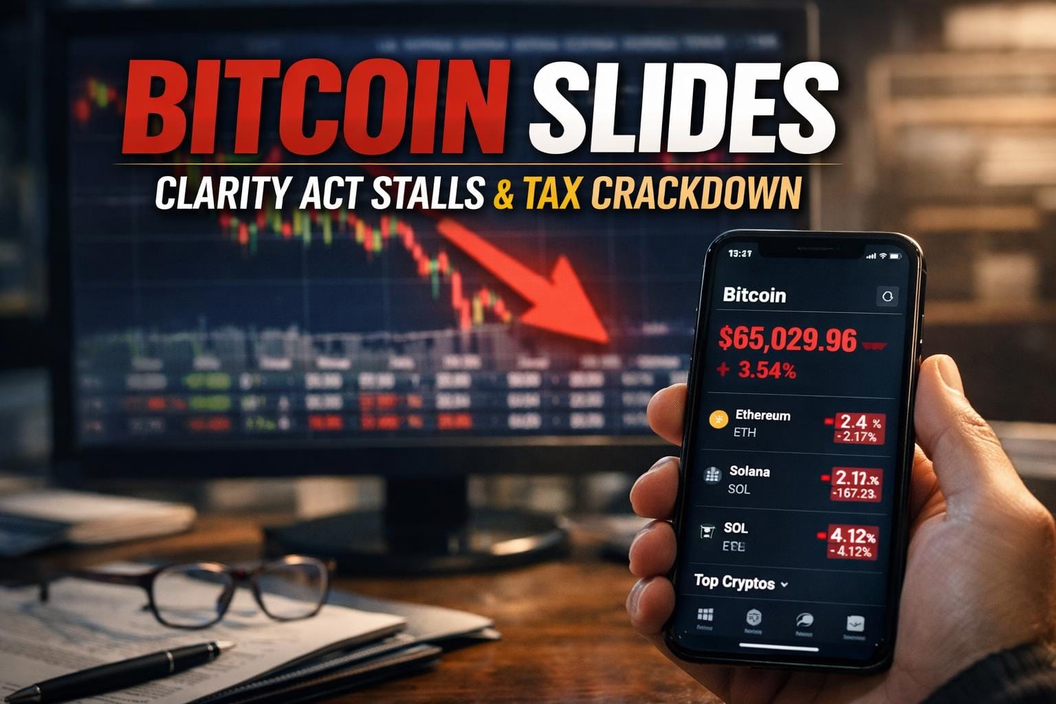 Bitcoin Slides as CLARITY Act Stalls, DeFi Surges, and UK Tightens Crypto Tax