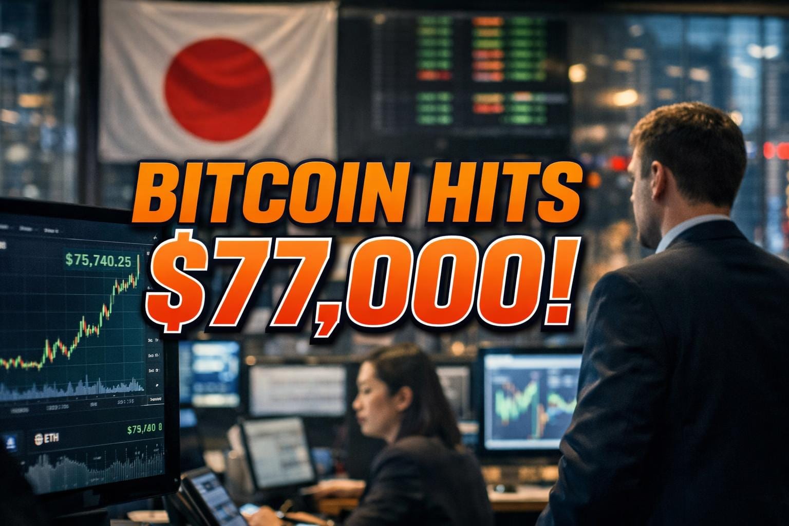 Bitcoin Tops $77,000 as ETF Inflows, Clarity Act, and Japan Fuel Rally