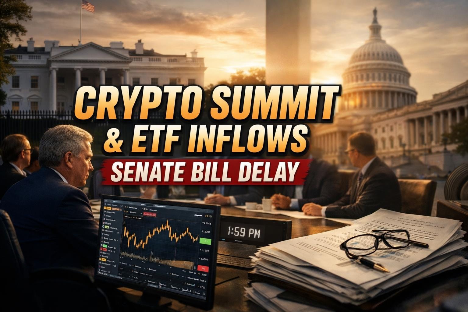 White House Crypto Summit, Bitcoin ETF Inflows, and Senate Bill Delay Shape Markets