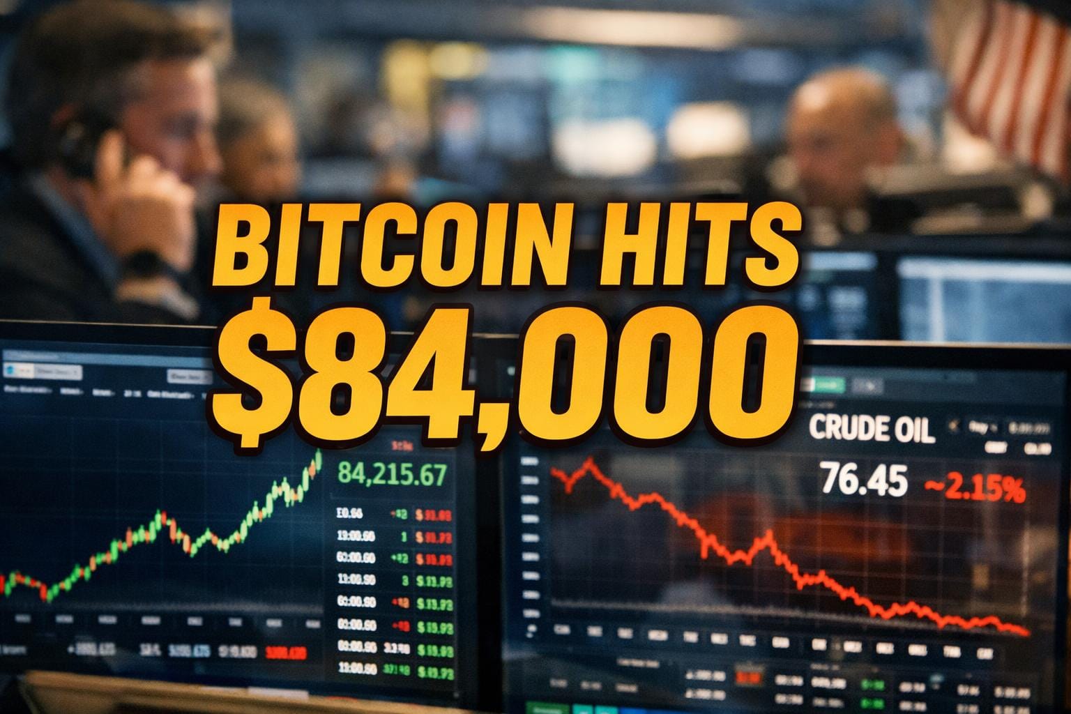 Bitcoin Tops $84,000 as Short Squeeze, Oil Drop, and Senate Defeat Shape Markets