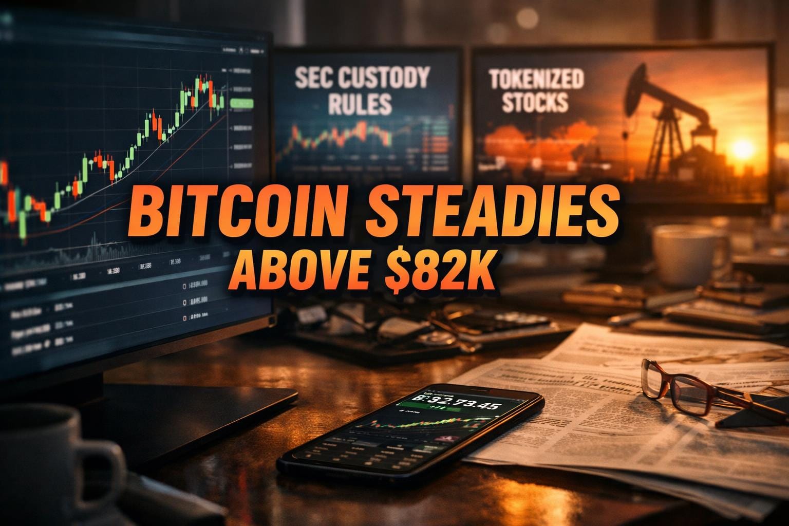 Bitcoin Steadies Above 82K as SEC Custody Rules and Tokenized Stock Fights Reshape Crypto