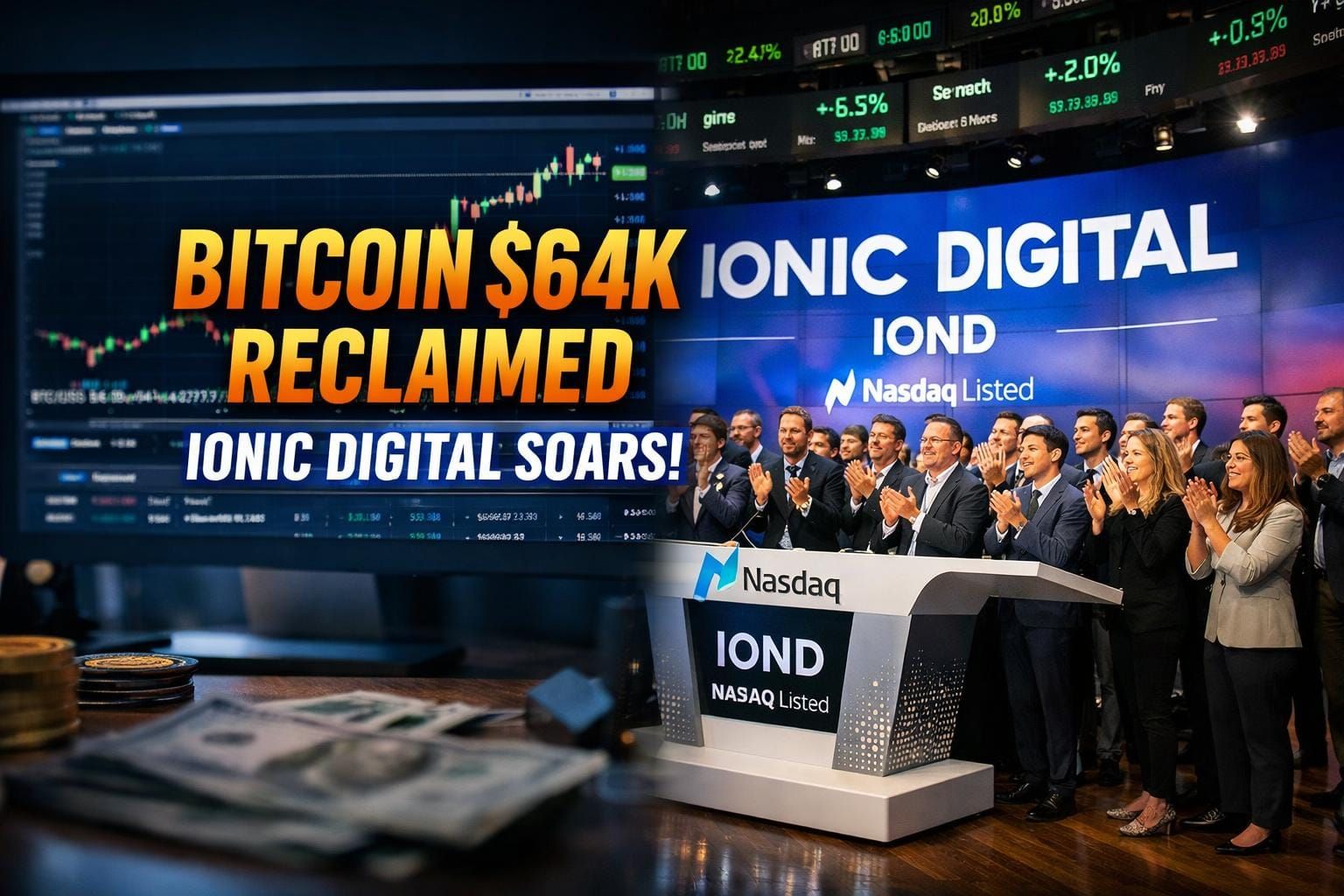Bitcoin Reclaims 64K as Ionic Digital Surges on Nasdaq Debut
