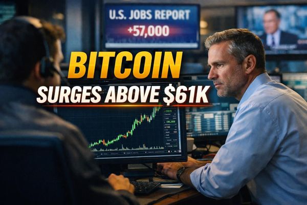 Bitcoin Rebounds Above $61,000 as Jobs Miss Breaks ETF Outflow Streak