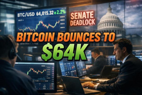 Bitcoin Bounces to $64K as ETF Flows and Senate Stalemate Dominate Markets