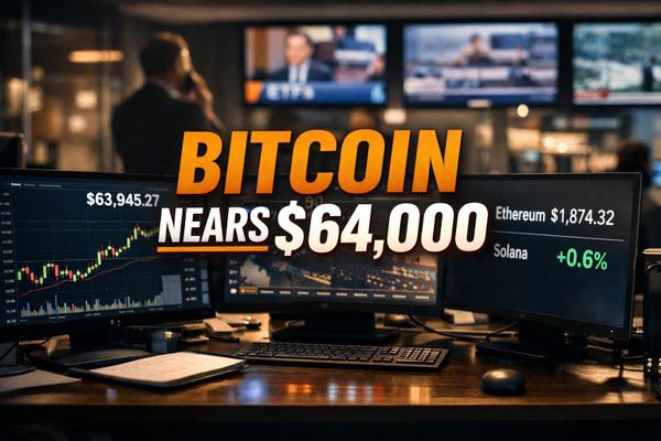 Bitcoin Climbs Near $64,000 as ETF Inflows and CLARITY Act Dominate Headlines