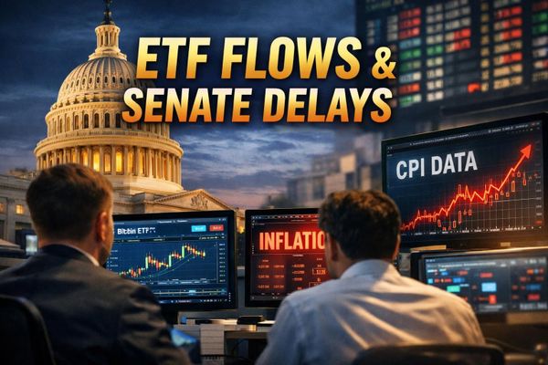 Bitcoin ETFs, Senate Clarity Act Delay, and CPI Suspense Shape Markets Wednesday