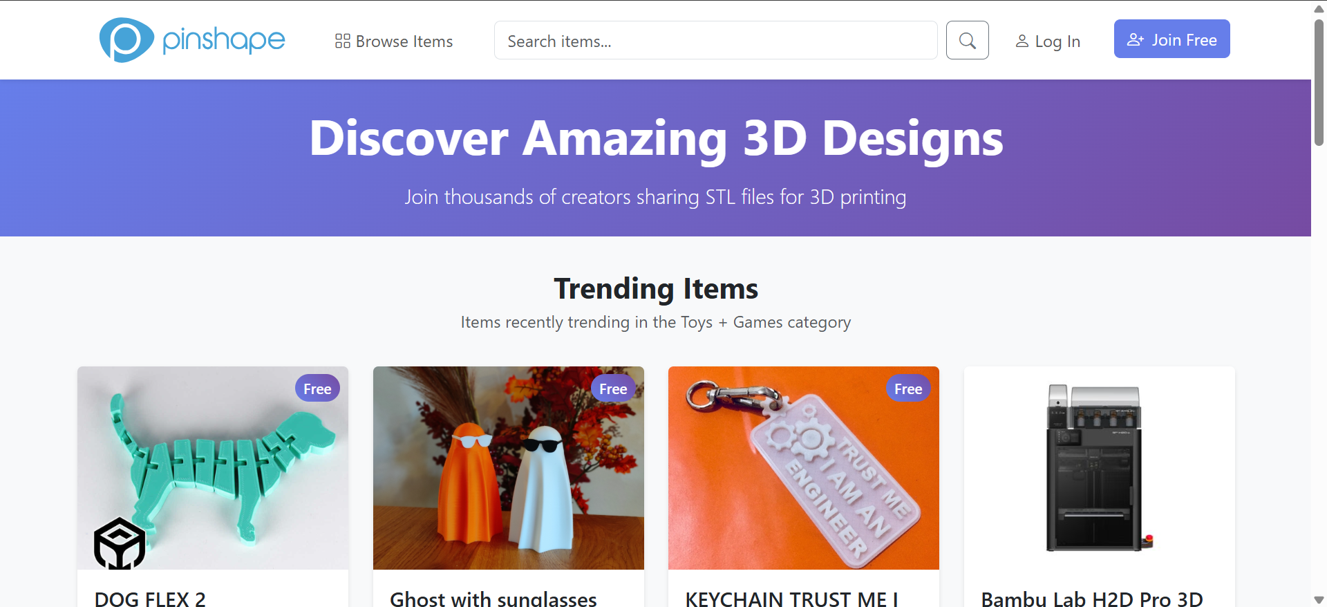 Pinshape 3D Print Website