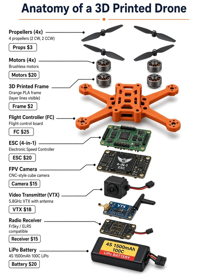 3d printed drone parts anatomy