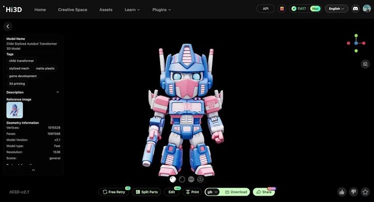 From Text Prompt to Print-Ready Mecha in 5 Minutes: Hi3D's AI Workflow Is a Game-Changer