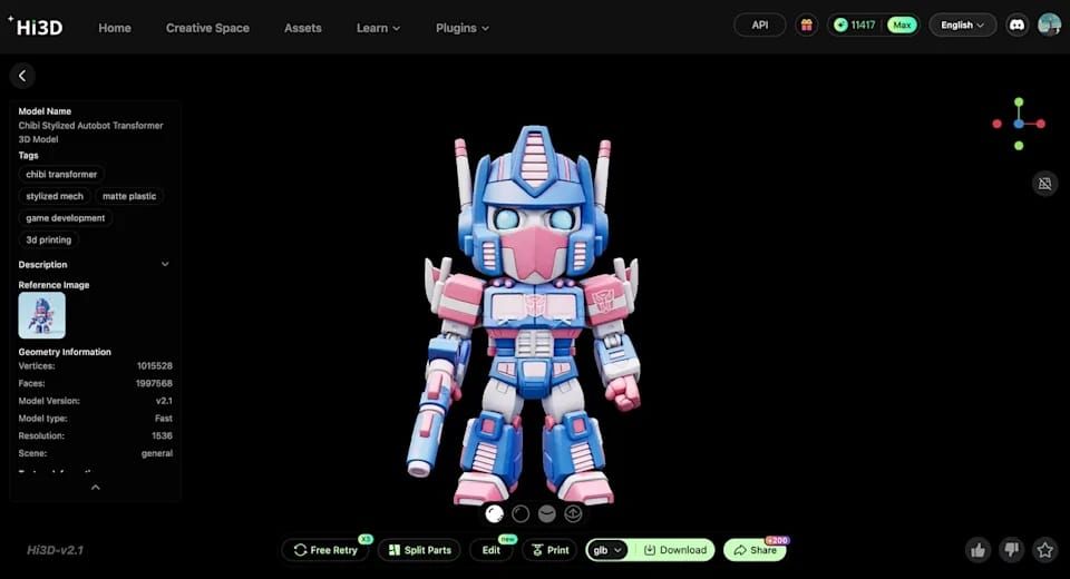 From Text Prompt to Print-Ready Mecha in 5 Minutes: Hi3D's AI Workflow Is a Game-Changer