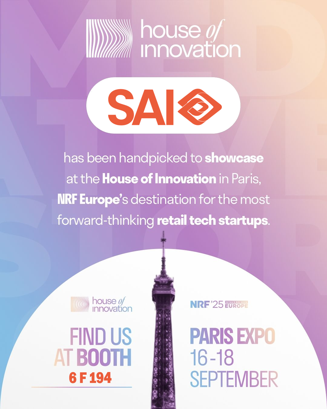 Visit SAI Group at Booth 6 F 194 at NRF 2025