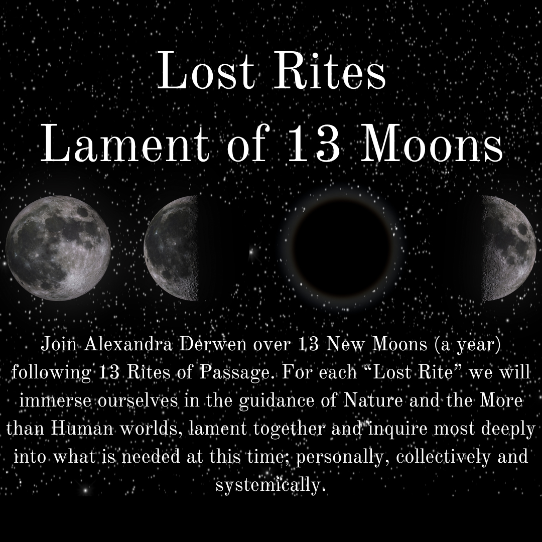 Image of Moon Phases with title and text for Lament of 13 Moons as is also in article 