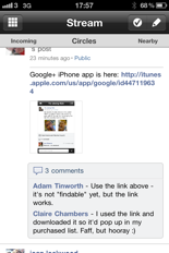 Google+ on iPhone