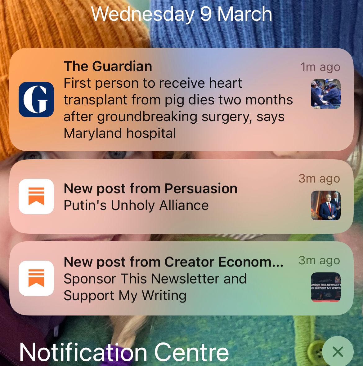 Substack notifications on my lockscreen