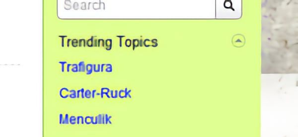 Trafigura trending on Twitter in 2009