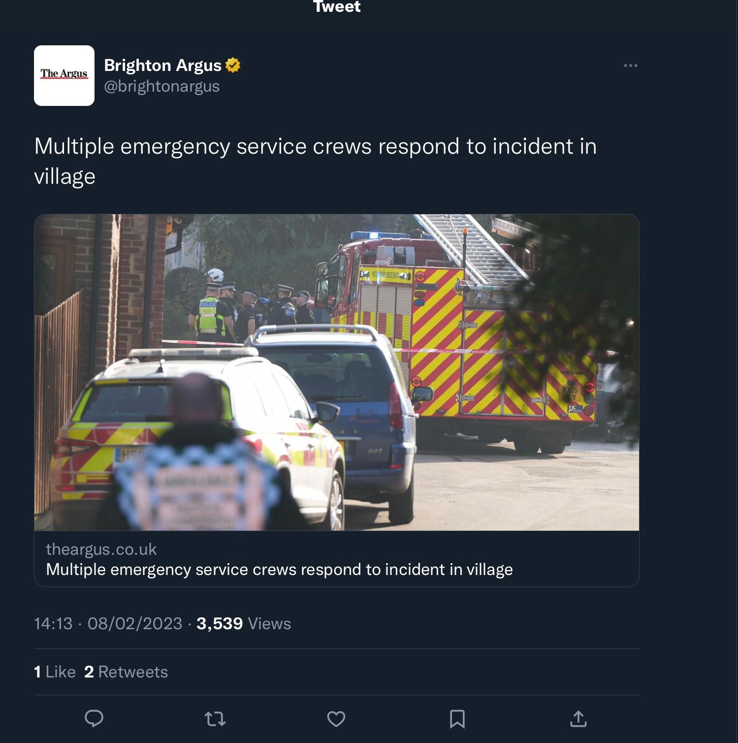 A tweet from the Brighton Argus