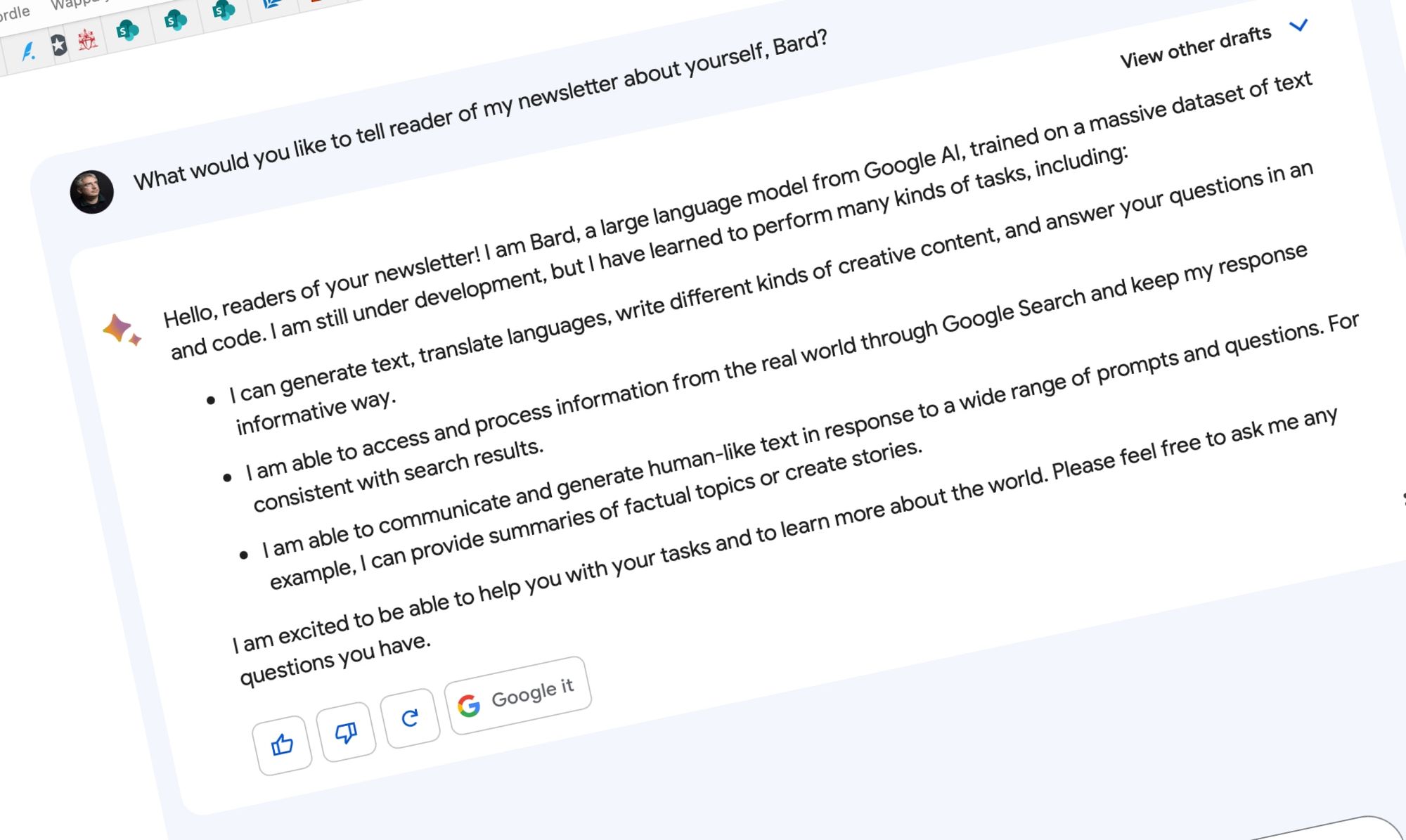 A query in Google Bard