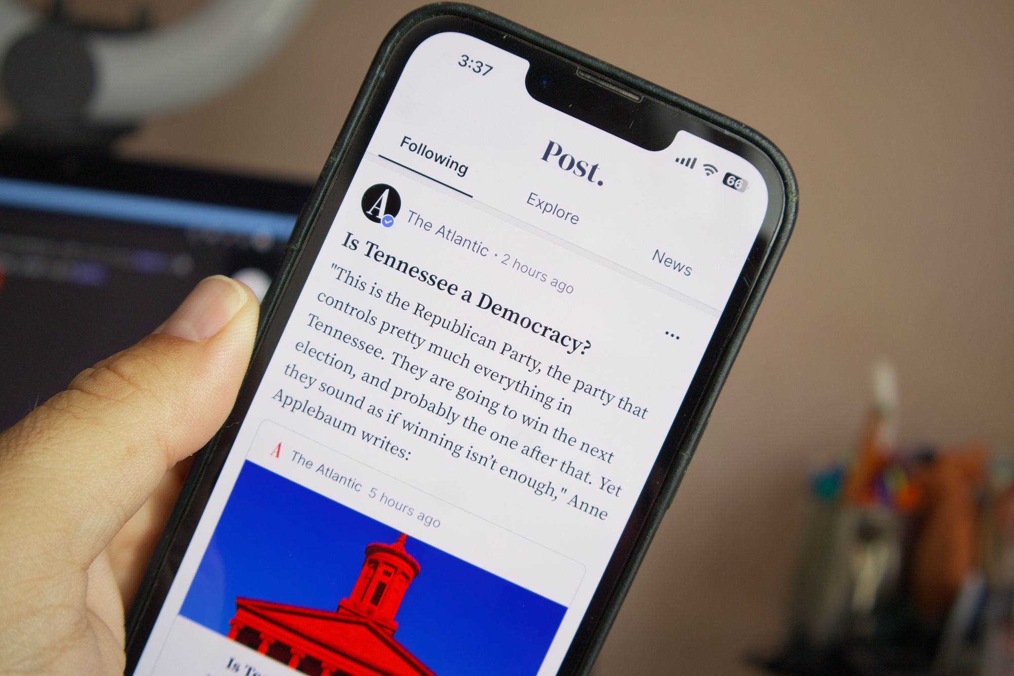 Post.news on an iPhone