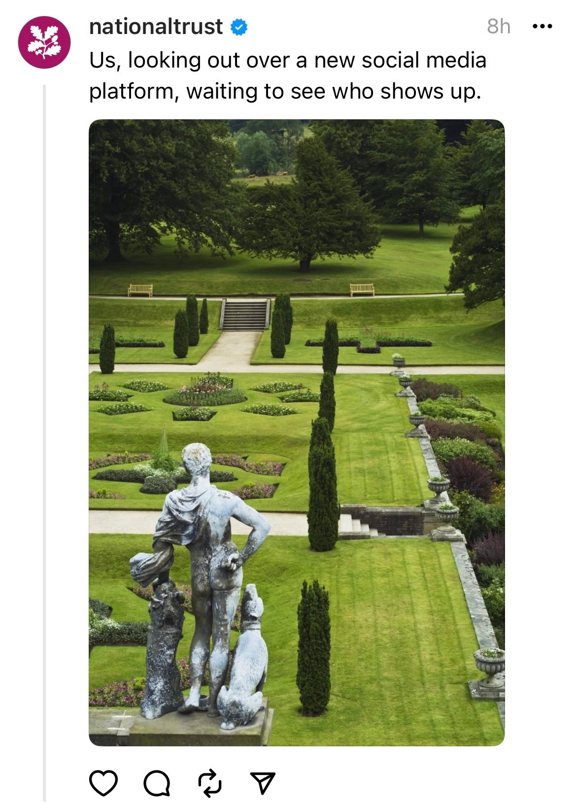 The National Trust experimenting on Threads.