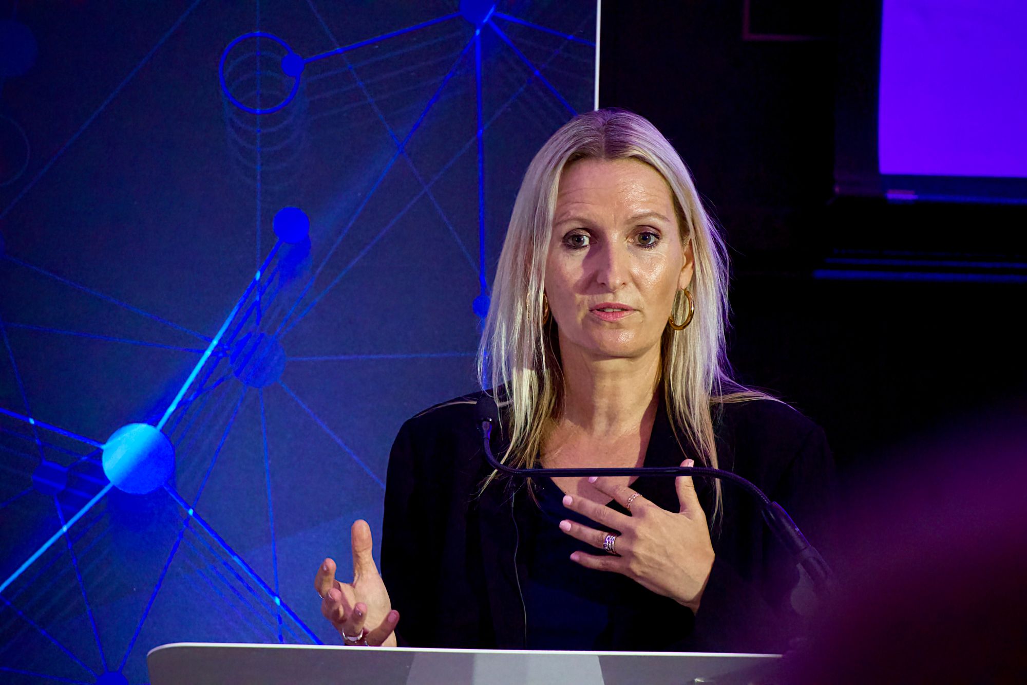 Ella Dolphin of DC thompson resenting at the Future of Media Technology Conference. 