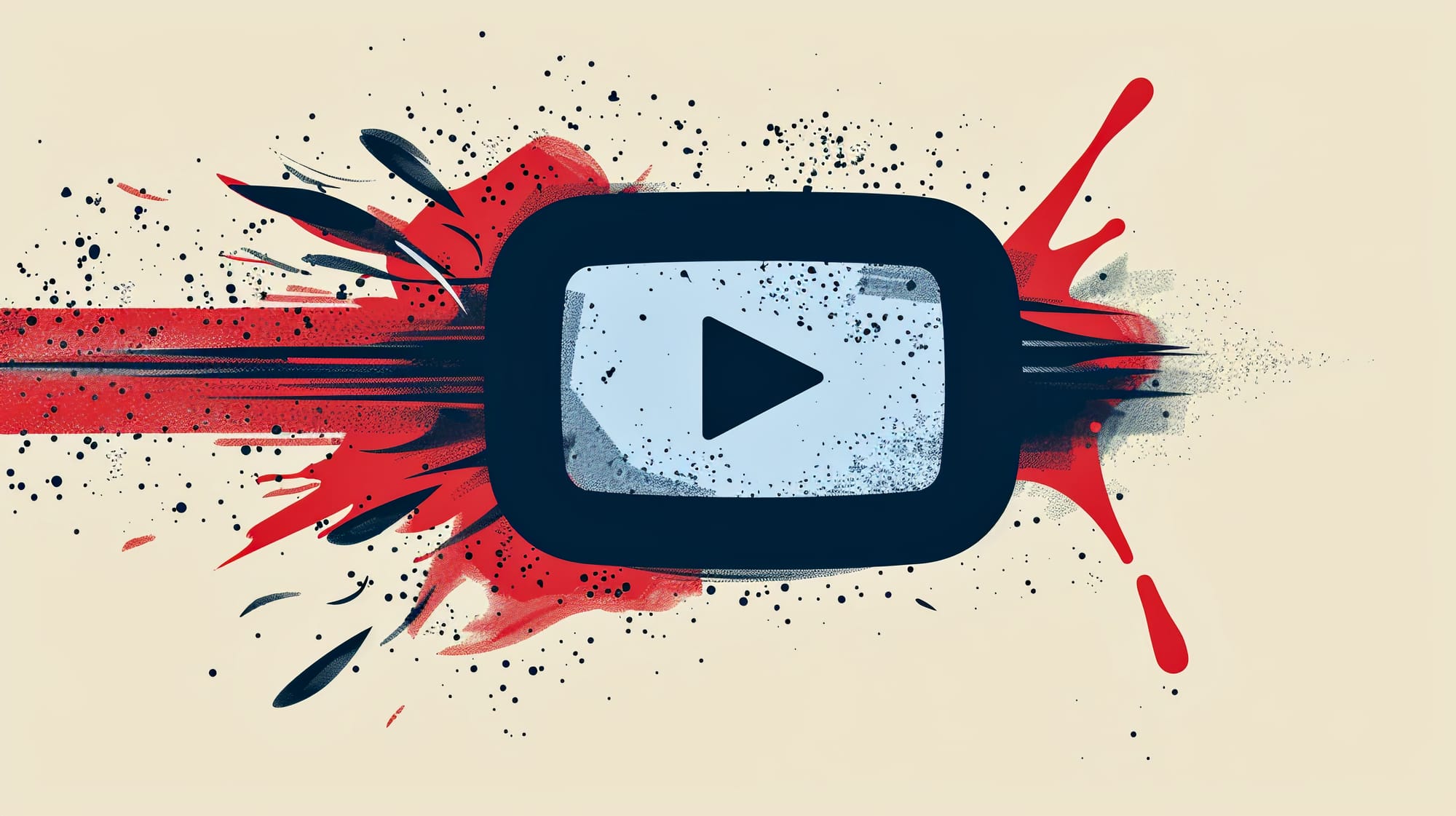 A YouTube-like logo smashing through the page