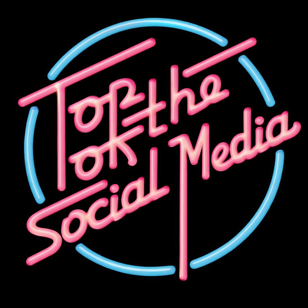 An AI-generated variation of the 1980s Top of the Pops logo, reading "Top of the Social Media"