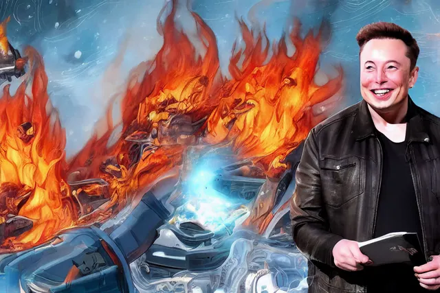 Elon Musk with everything burning behind him.