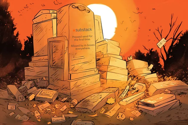 A drawing of Substack’s gravestone. 