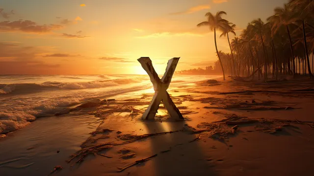 X on the beach