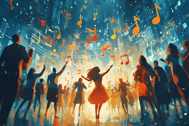 An illustration representing the dance of numbers, instinct and conversation that make up audience work