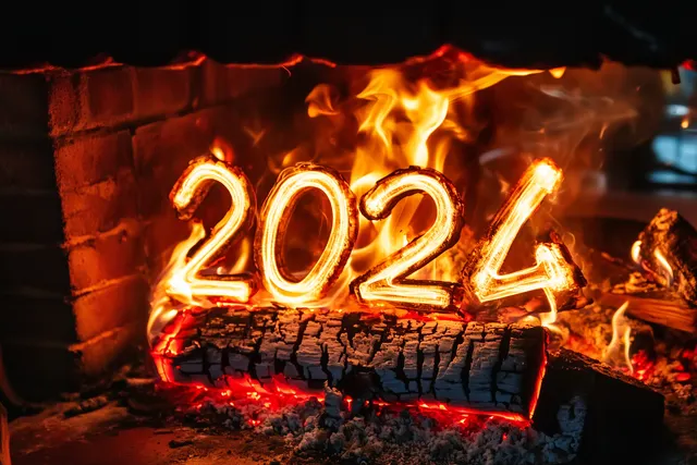 2024 burning on an open fire. 