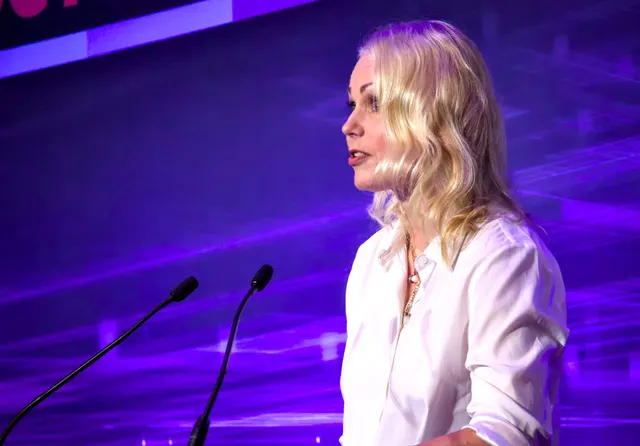 Johanna Suhonen of Alma Media talking at the Future of Media Technology conference