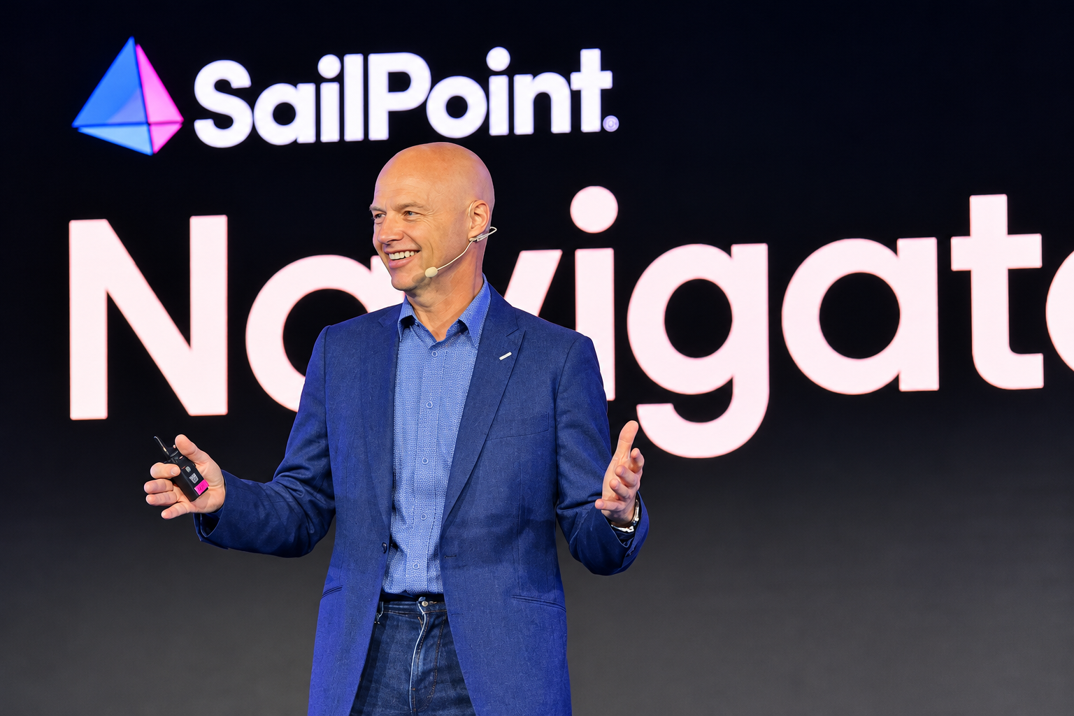 Sebastian Thrun on stage at SailPoint Navigate in October 2026.