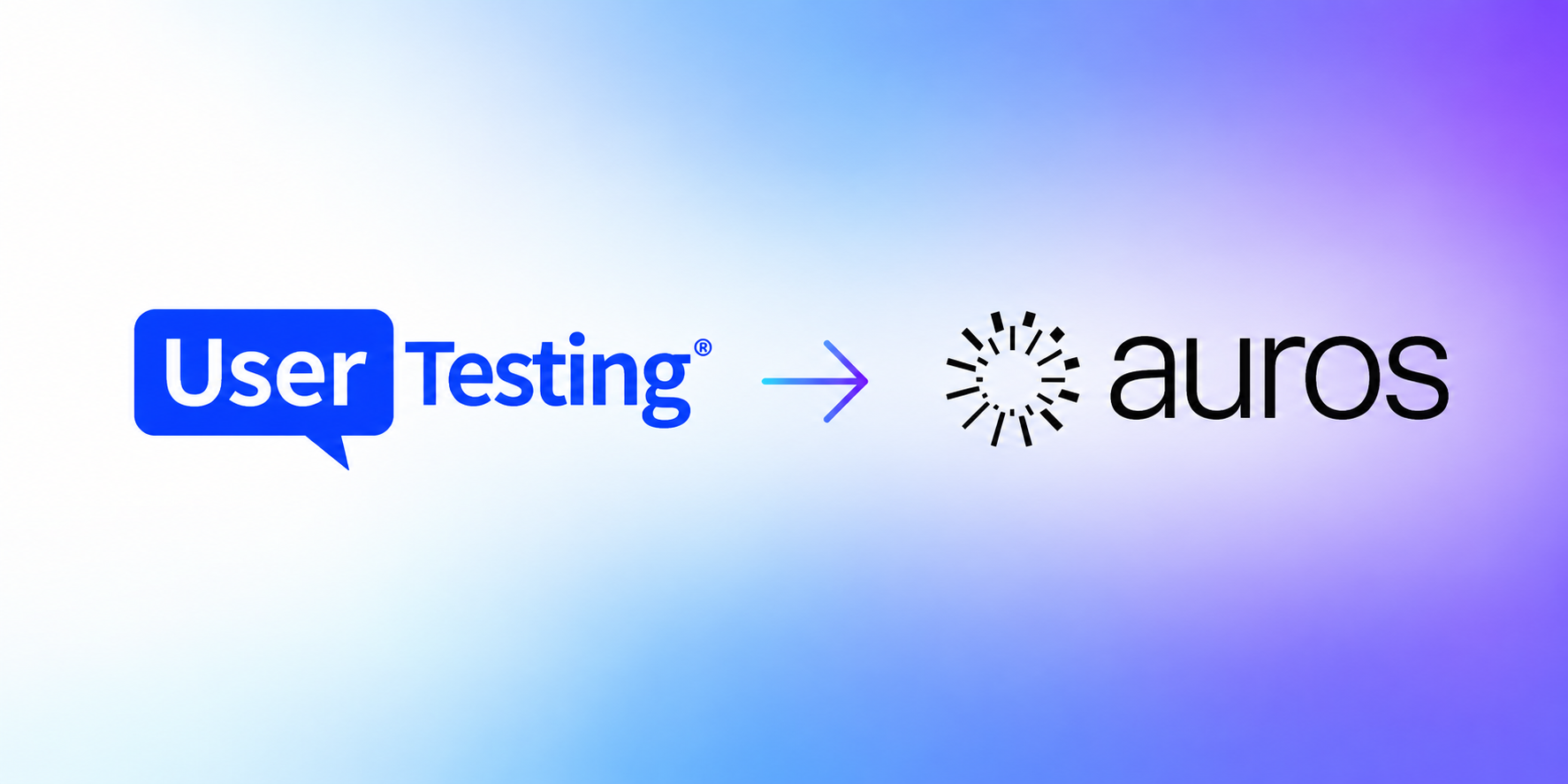 UserTesting logo with arrow pointing to new Auros logo