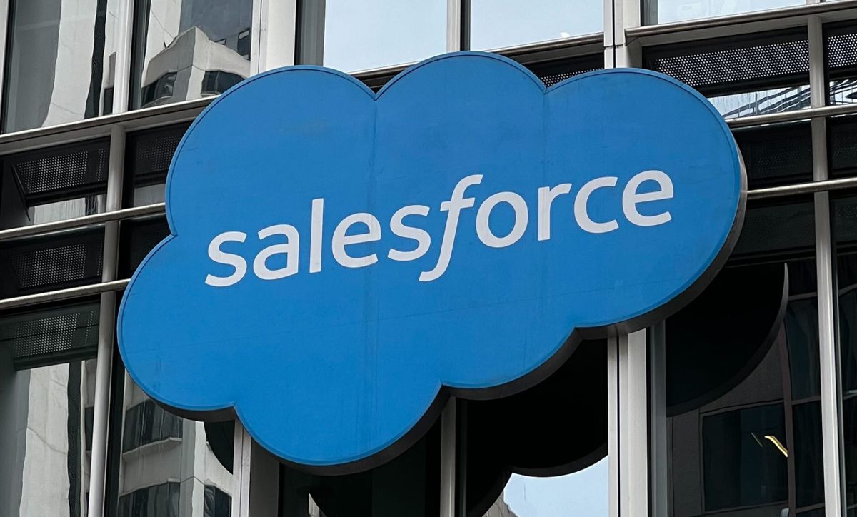 Salesforce logo on the side of a building in San Francisco