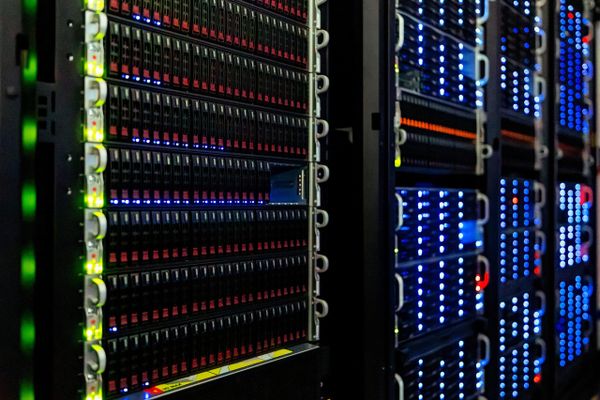 Server racks at the NOIRLab Headquarters Computer Server Room in Tucson, Arizona.