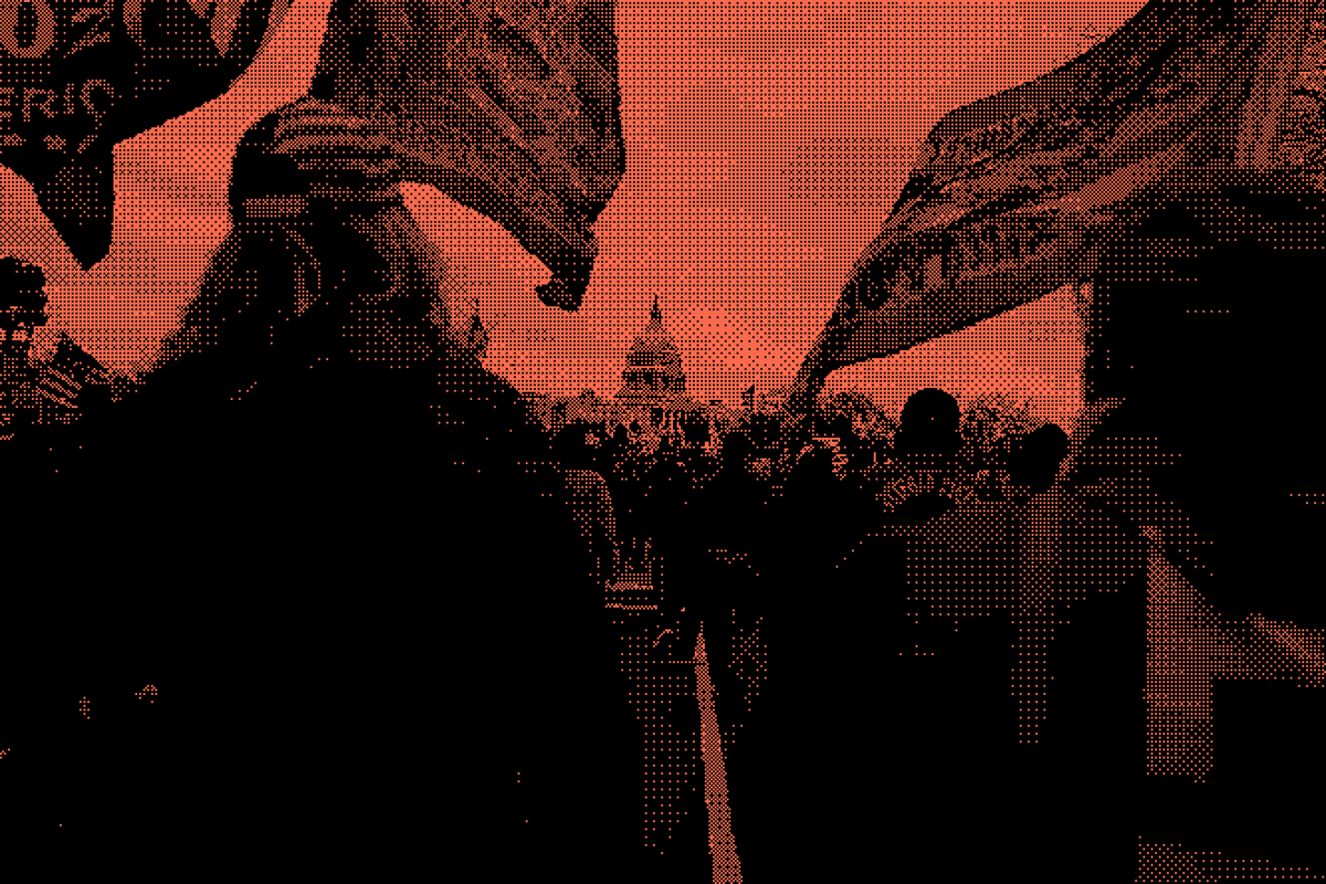 Trump rioters storm the US Capitol as lawmakers inside debated the certification of the presidential election on 6 January 2021, Washington, DC.