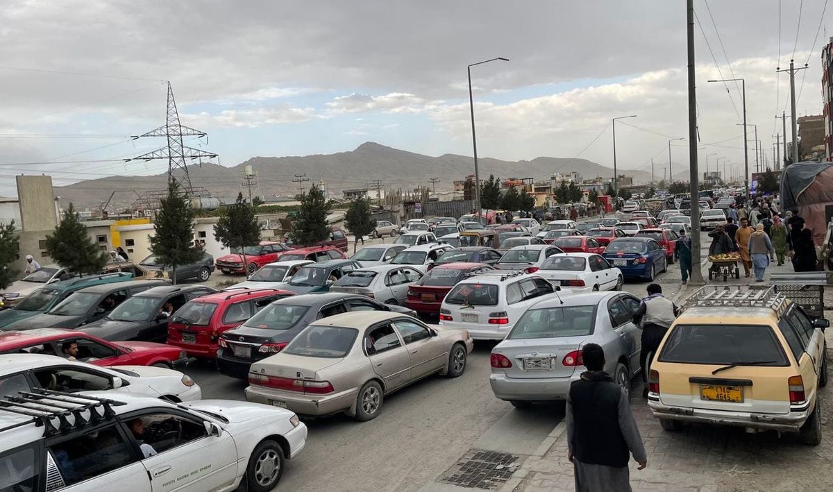 A photo of a traffic jam in Kabul