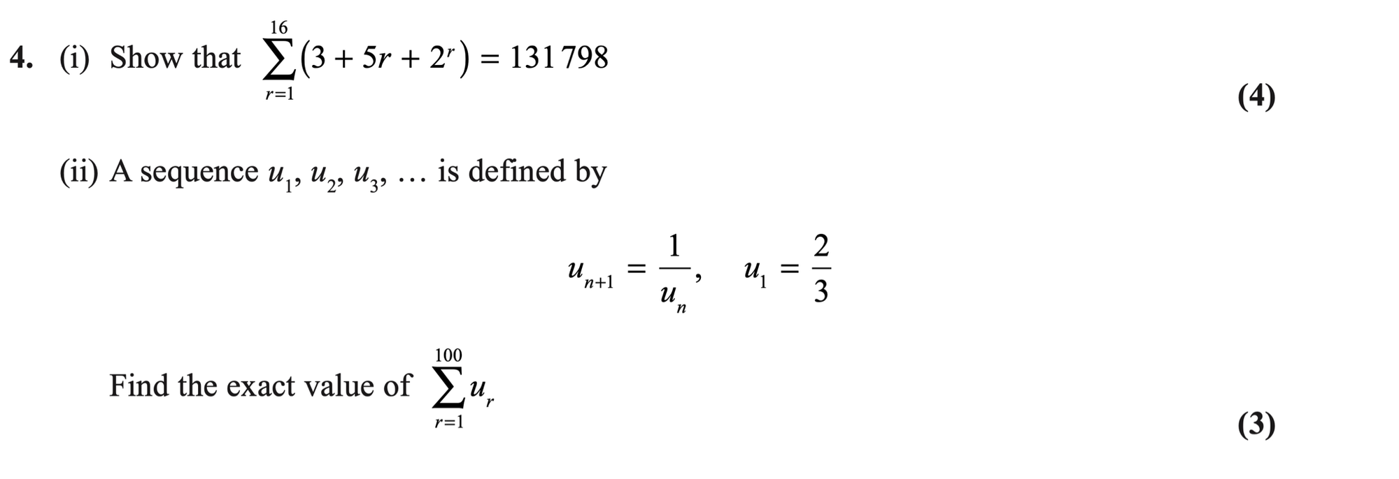 Q4 - Edexcel A-Level Maths Paper 2 June 2018