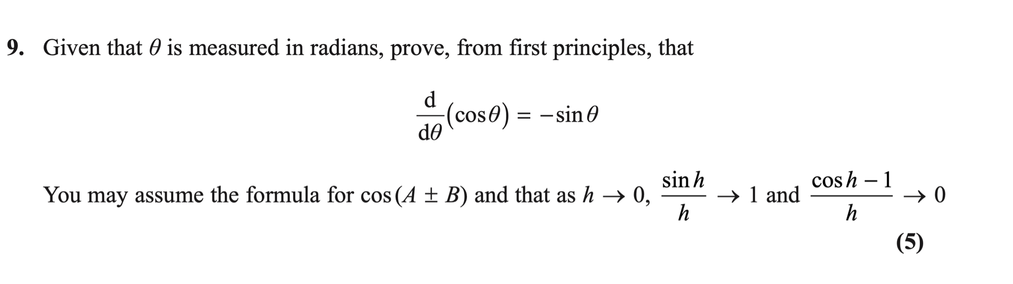 Q9 - Edexcel A-Level Maths Paper 2 June 2018