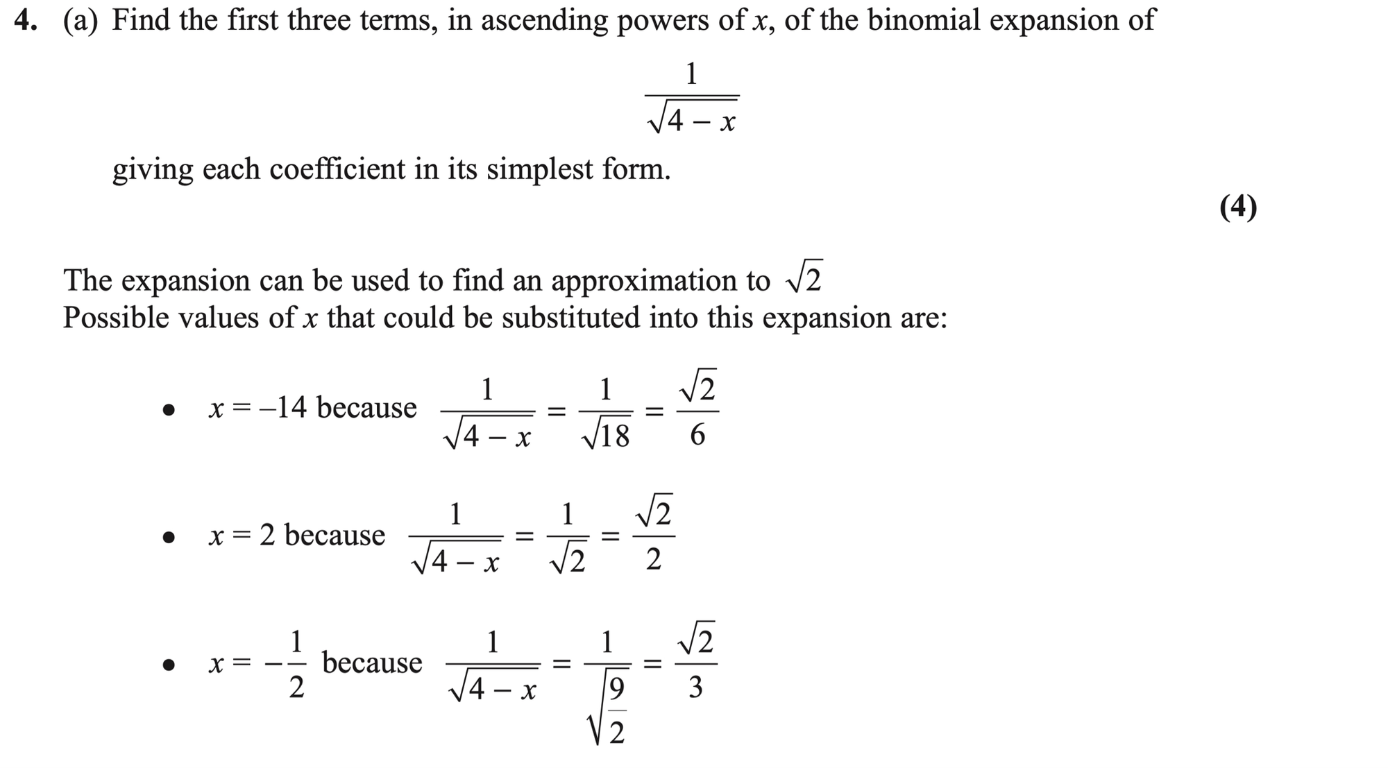 Q4 - Edexcel A-Level Maths Paper 1 June 2019