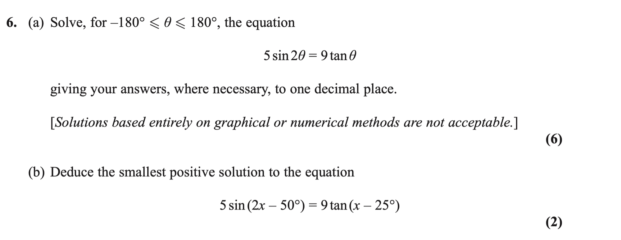 Q6 - Edexcel A-Level Maths Paper 1 June 2019