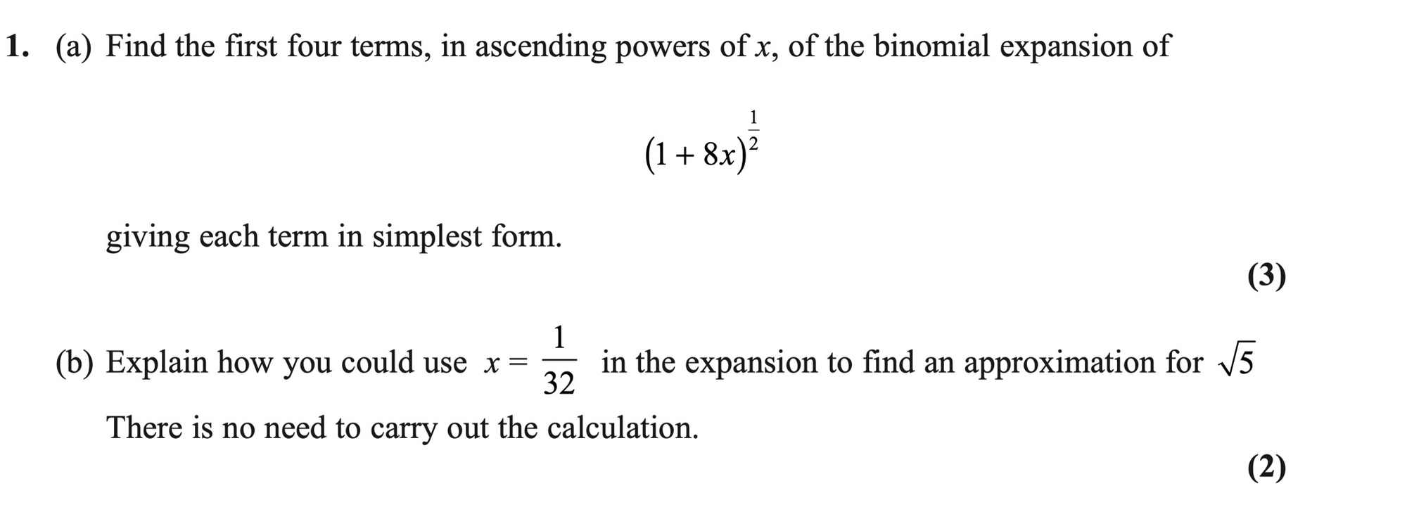 Q1 - Edexcel A-Level Maths Paper 1 June 2020