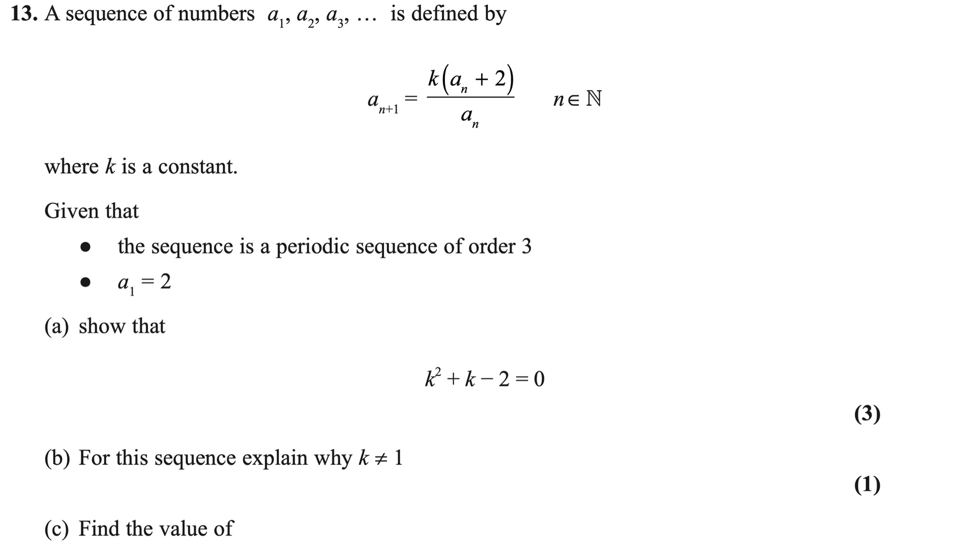 Q13 - Edexcel A-Level Maths Paper 1 June 2020
