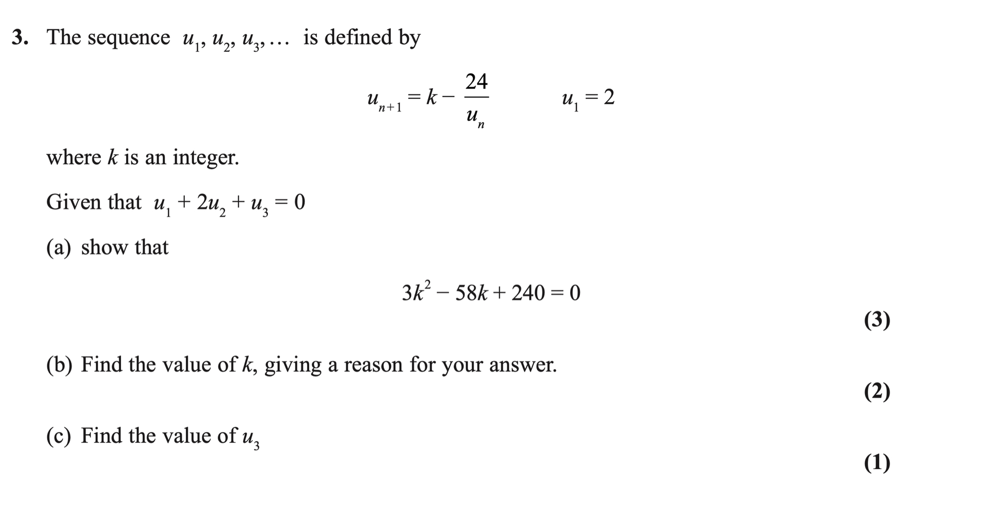 Q3 - Edexcel A-Level Maths Paper 1 June 2021