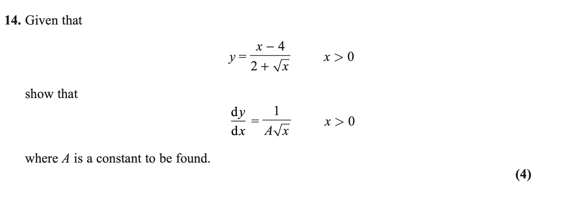 Q14 - Edexcel A-Level Maths Paper 1 June 2021